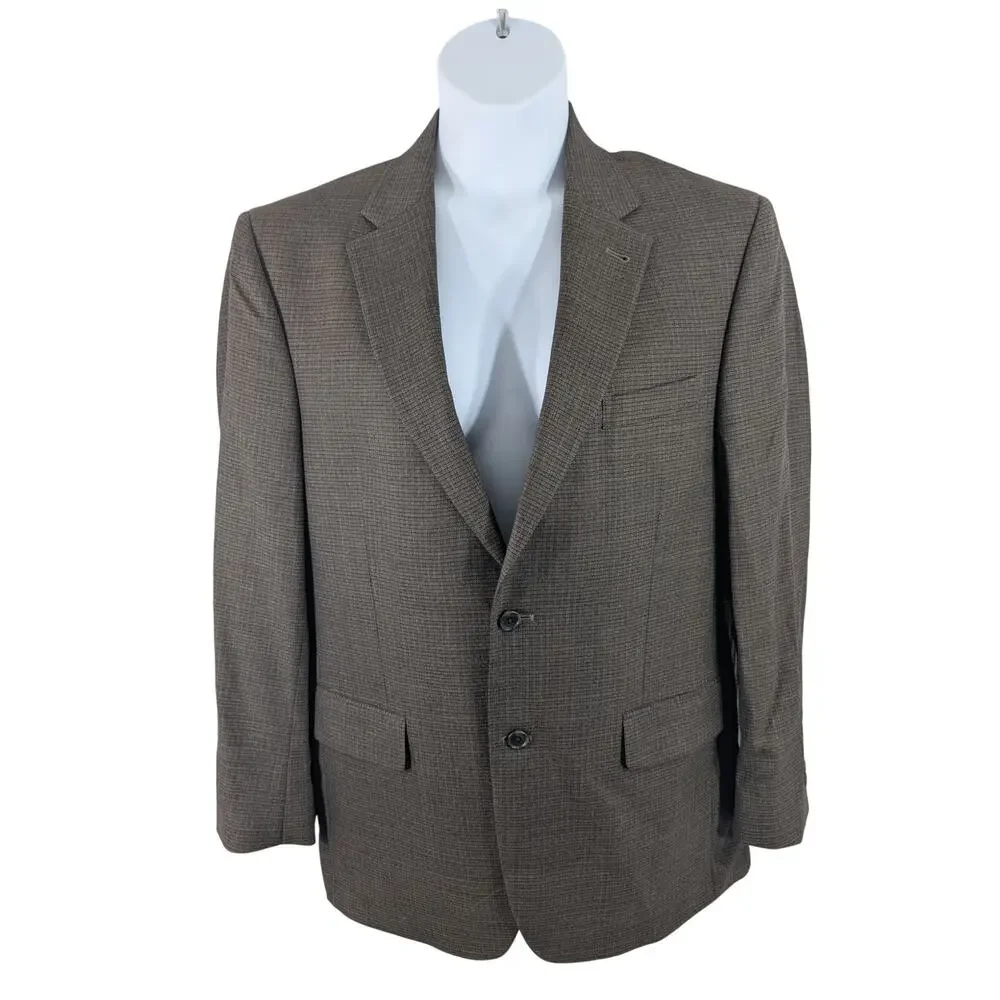 JOSEPH A. BANK! LUXE 100% WOOL, BROWN & BLACK MICROPLAID JACKET, BLAZER! SZ 42R